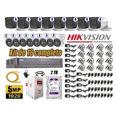 HIKVISION - CÁMARAS SEGURIDAD KIT 16 5MP + DISCO WD 2TB AUDIO INCORPORADO COMPLETO