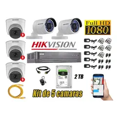 Hikvision - CÁMARAS SEGURIDAD KIT 5 FULL HD 03 CAMARA CON AUDIO INCORPORADO 2TB