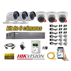HIKVISION - CÁMARAS SEGURIDAD KIT 6 FULL HD 03 CAMARA CON AUDIO INCORPORADO 1TB