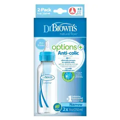 Dr Browns - Set x2 Biberones Boca Estrecha 8oz color Azul