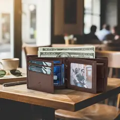 ARMUZ - Billetera Clásica de Cuero Vacuno con RFID 8866 Hombre