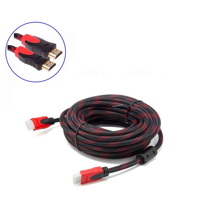 Cable HDMI - HDMI 10 Metros Trenzado Con Doble Filtro Full HD 3D V14