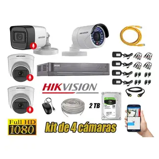 HIKVISION - CÁMARAS SEGURIDAD KIT 4 FULL HD 3 CAMARA CON AUDIO INCORPORADO 2TB