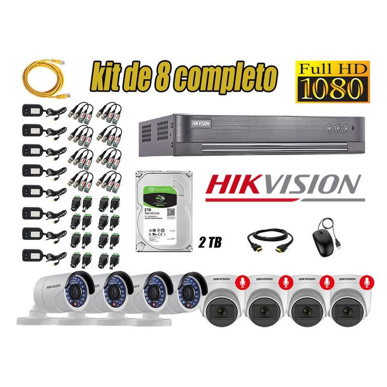 CÁMARAS SEGURIDAD KIT 8 FULL HD 04 CAMARA CON AUDIO INCORPORADO 2TB