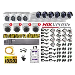 HIKVISION - CÁMARAS SEGURIDAD KIT 14 FULL HD 04 CAMARA CON AUDIO INCORPORADO 1TB