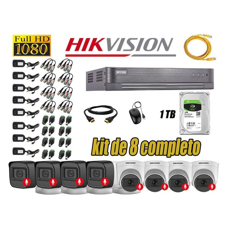CÁMARAS SEGURIDAD KIT 8 FULL HD 1080P CON AUDIO INCORPORADO 1TB