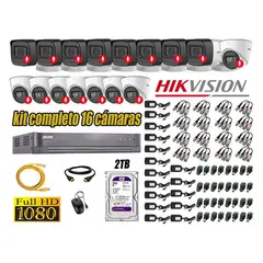 HIKVISION - CÁMARAS SEGURIDAD KIT 16 FULL HD 1080P CON AUDIO INCORPORADO 2TB
