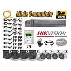 HIKVISION - CÁMARAS SEGURIDAD KIT 8 5MP + DISCO 2TB AUDIO INCORPORADO P2P COMPLETO