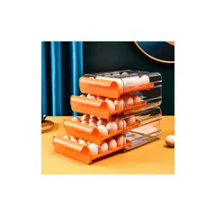 GRETAIL - Organizador Contenedor Huevos 02 Niveles Acrílico 32unds Naranja