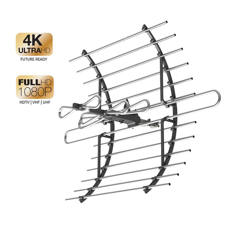 Antena Digital Exterior TDT Curva Grande con Splitter 3 Vías