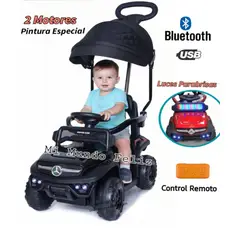 FIRST TOY - Carrito Niños Pedal Push Electrico con Control Bateria NEGRO