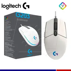 LOGITECH - MOUSE G203 LIGHTSYNC WHITE 8000 DPI - GAMING - LED-RGB