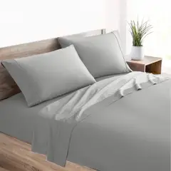 ISATEX HOME - Juego De Sábanas 1.5 Plazas Plomo 400 Hilos De Algodón