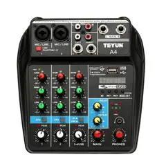 GENERICO - Mezcladora Mixer Audio 4 Canales Bluetooth Mp3 Teyun A4