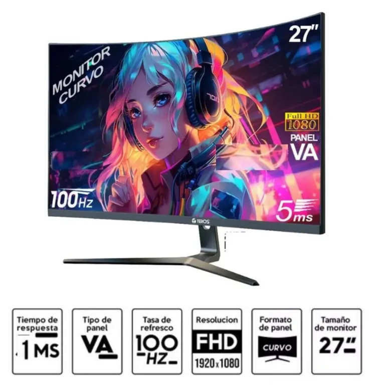 Monitor 27" Resolución FULL HD Curvo 100 Hz