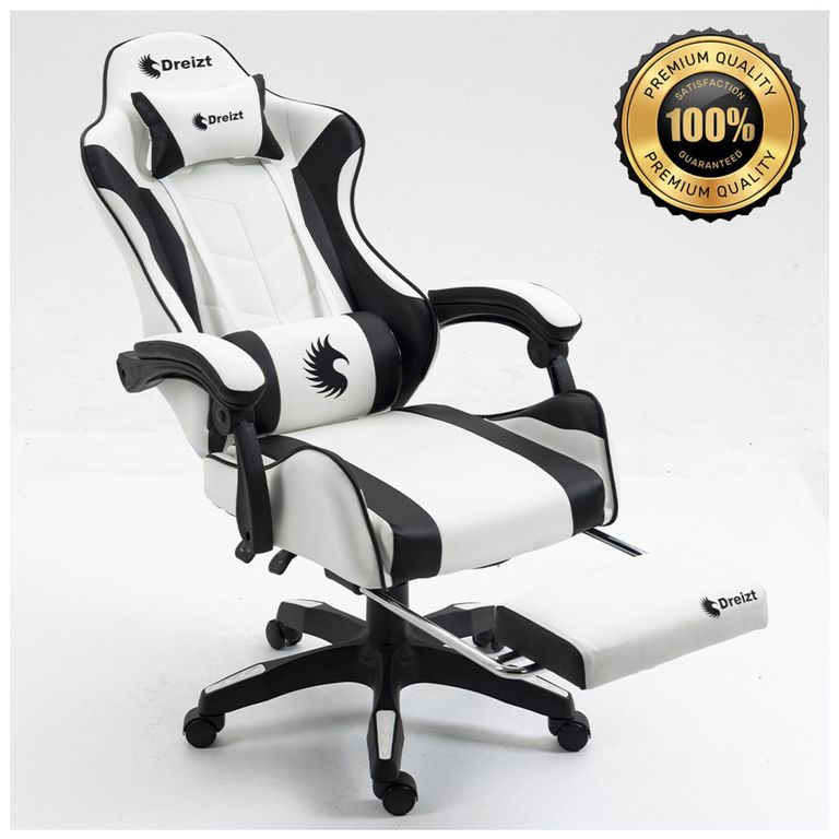 Silla Gamer Ergonómica Shine Series Blanco Posapies Reclinable