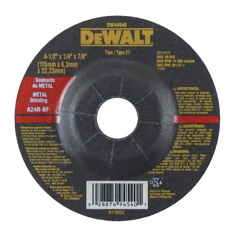 Disco Abrasivo Desbaste 4-1/2" x 1/4" (6 mm) - Pack x 50 unid