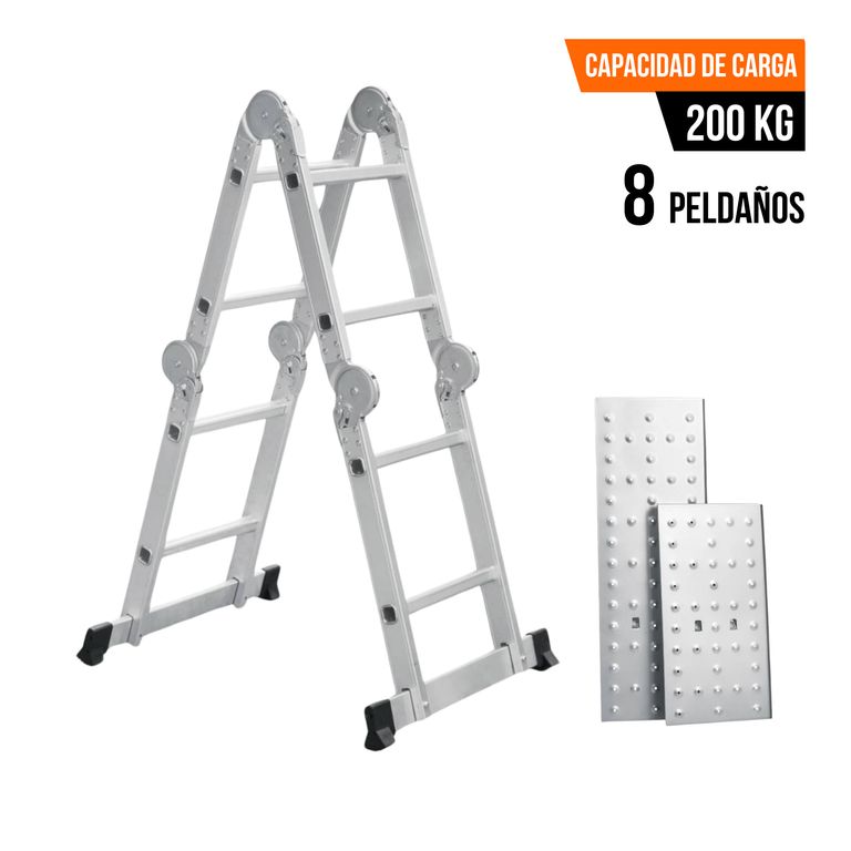 Escalera multiposición 8 peldaños soporta 200Kg
