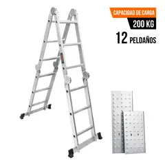 TRUPER - Escalera Multiposición 12 pasos escalera articulada soporta 200kg