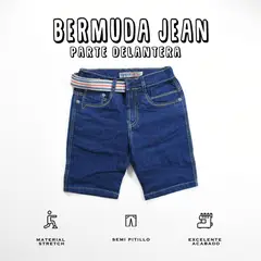 YONISTERS CLOTHING - Denim Short Kids Semipitillo Stretch Azul