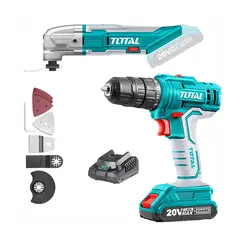 TOTAL TOOLS - COMBO 20V HERRAMIENTA MULTIFUNCIÓN TALADRO ATORNILLADOR TOTAL