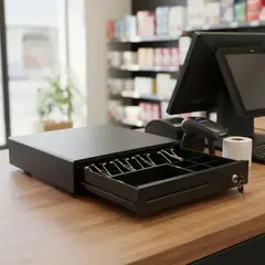 JPSYSTEMS - Gaveta cajón para guardar dinero caja registradora 4 pisabilletes 33.5x36.8x8cm RJ11 M330E