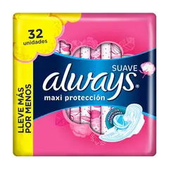 ALWAYS - Suave Maxi Protección con Alas 32 unidades