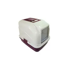 GENERICO - Arenero para gatos con tapa + 2 bandejas + cernidor - guinda