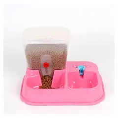 GENERICO - Bebedero y Comedero de comida para perros y gatos - Rosado