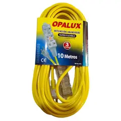 OPALUX - Extensión Eléctrica CASA OFICINA 10 Metros 3 Tomas