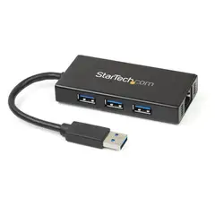 STARTECH - Hub 3 Puertos USB 3.0 Aluminio Ethernet Gigabit ST3300GU3B