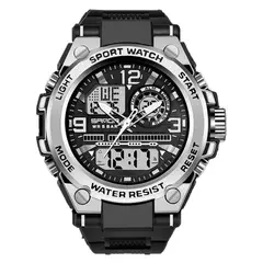 SANDA - RELOJ HOMBRE MILITAR DEPORTIVO NEGRO Y SILVER 6024