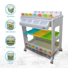 INFANTI - Bañera Cambiador 3 Pisos para Bebé «ELEPHANTS»