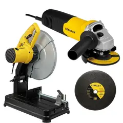 STANLEY - Combo Tronzadora de Metales 2200W + Esmeril Angular 4-1/2" 710W + Disco Corte 14"