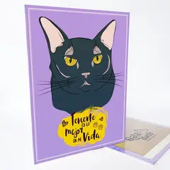 QALA DISEÑO - Cuadro Decorativo - - Gato Negro - 30x225 cms