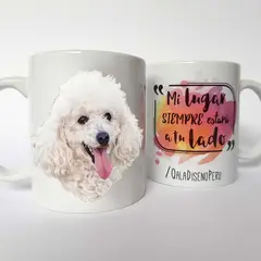QALA DISEÑO - Taza 11 oz. - Perro Poodle Blanco