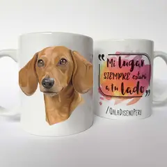 QALA DISEÑO - Taza 11 oz. - Perro Salchicha Marrón - Dachshund