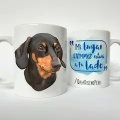 QALA DISEÑO - Taza 11 oz. - Perro Salchicha Negro - Dachshund