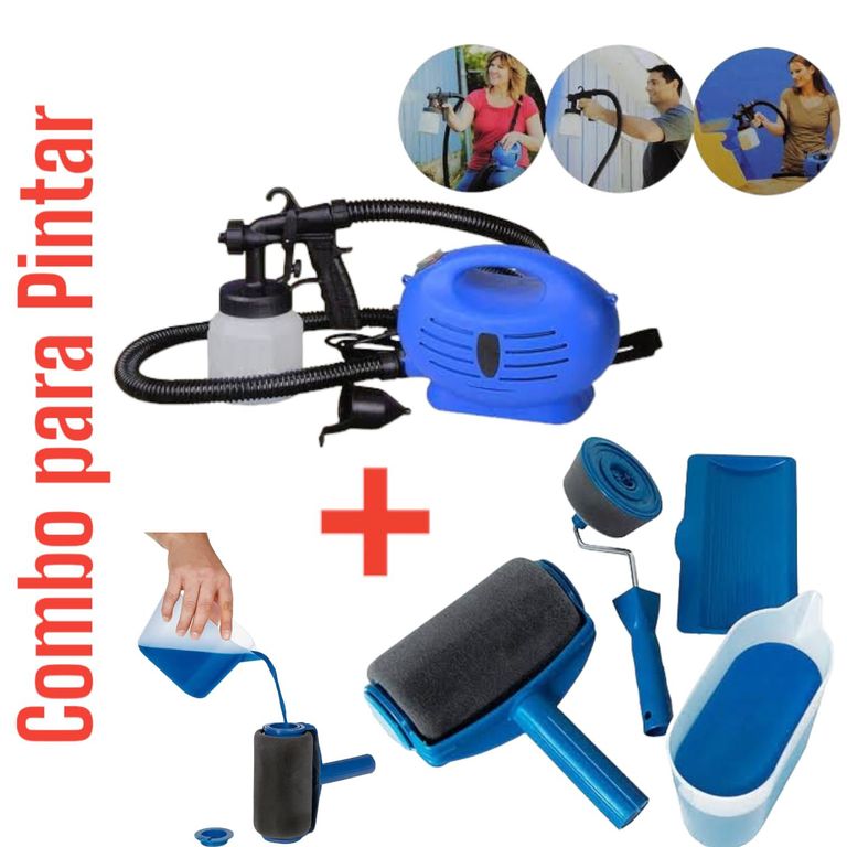 Combo para Pintar Rodillo y Pistola Compresor Recipiente