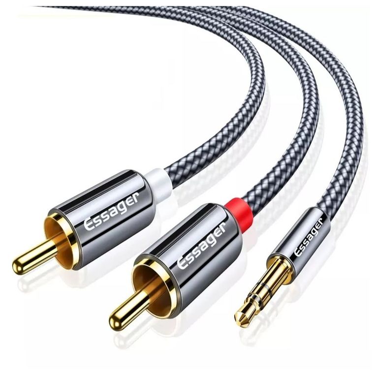 Cable Audio 2 Rca a 1 Plug 3.5mm 2m