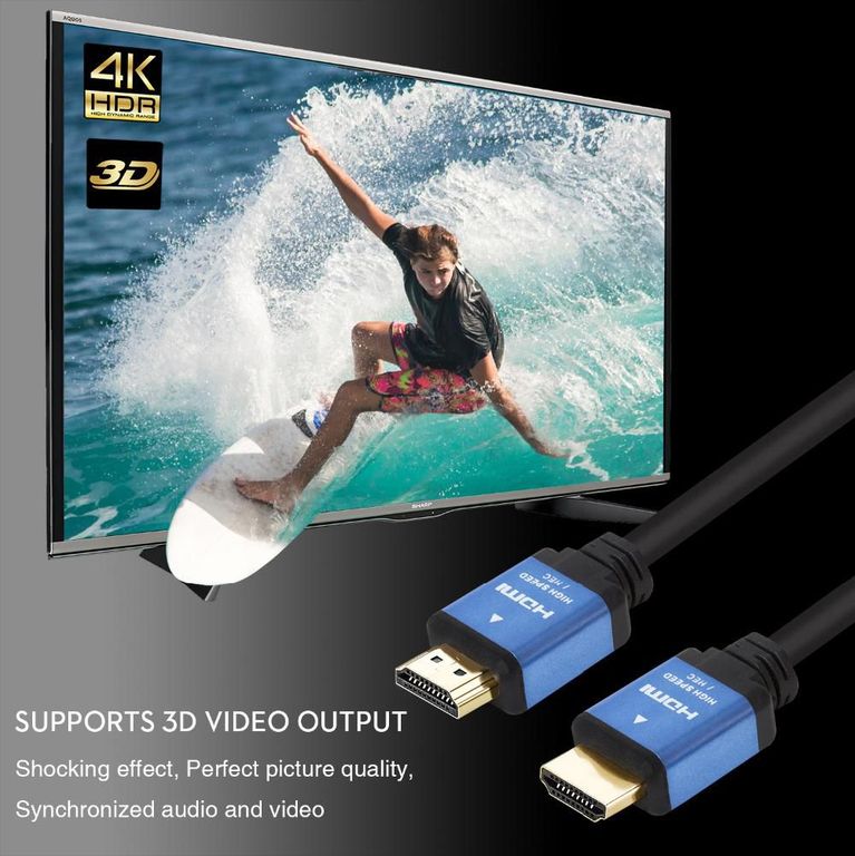 Cable Hdmi 2.0 4k Ultra Hd Alta Velocidad 3d 15 Metros 2160p Negro PVC