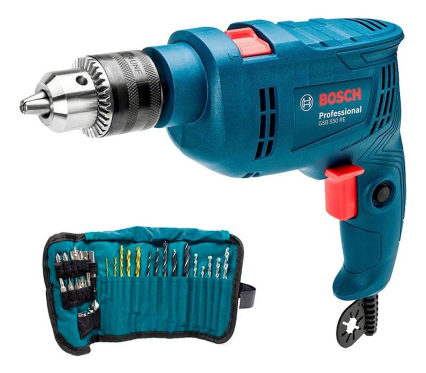 Taladro percutor gsb 550 re 550w + 34 accesorios