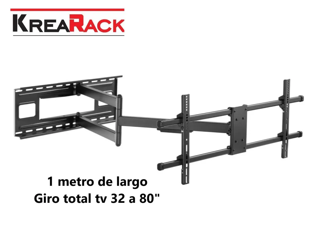RACK TV MOVIL BRAZO UN METRO LARGO DE 32 A 80" / NEGRO