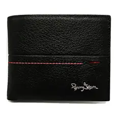 PERRY JHAN - Billetera para hombre de cuero Negro Franja Roja - N4054