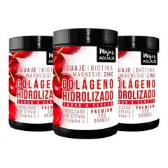 MUJER AGUAJE - Colágeno 500 g Sabor Cereza Pack x 3