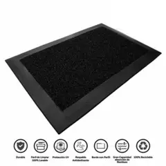 DECORPLAS - Felpudos Atrapamugre Desinfectante Color Negro 38Cm X 58Cm