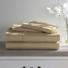 ISATEX HOME - Juego De Sábanas 1.5 Plazas De Algodón Pima 200 Hilos Beige