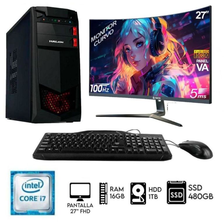 Computadora Pc Core i7 3.2ghz Ram 16GB Disco HDD 1TB +SSD 480GB Monitor 27FHD