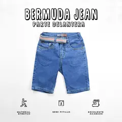 YONISTERS CLOTHING - Denim Short Kids Semipitillo Stretch Celeste