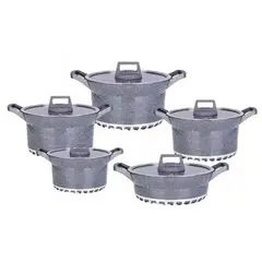 VALESKA - Juego de ollas de roca volcánica vl-let010 10 piezas - plomo